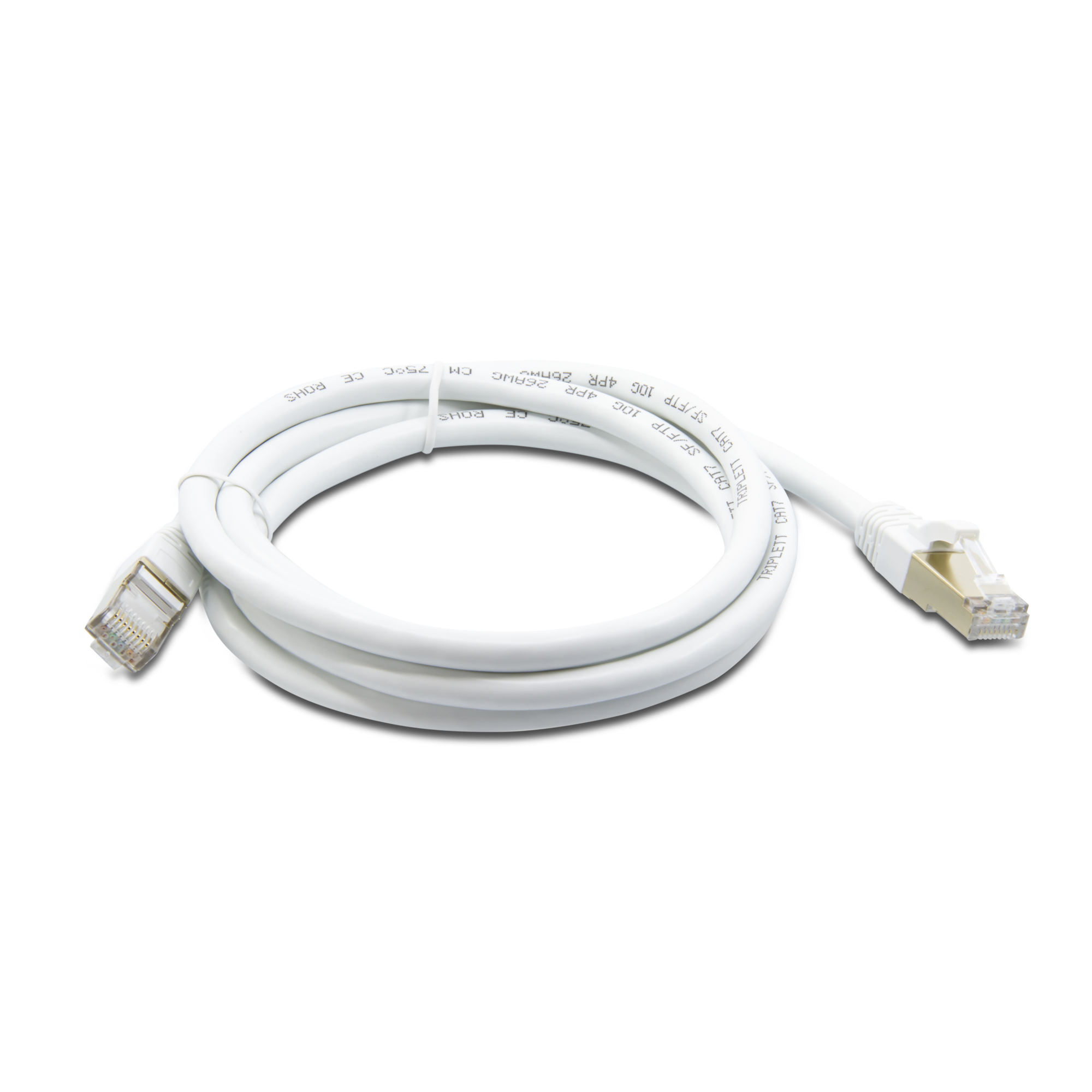 Triplett CAT7-5WH CAT 7 10GBPS Professional Grade, SF/FTP 26AWG, Stranded Patch Cable 5'  White